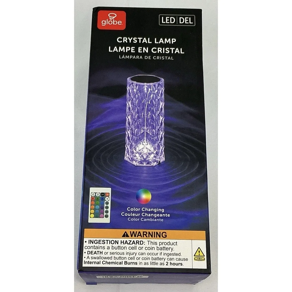 Globe Crystal LED Table Lamp Portable USB Rechargeable Remote‎ Color Changing